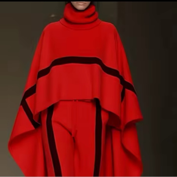 🎉Turtleneck Raglan Sleeves Loose Color Block Blouse+Straight Pants With … - Picture 3 of 6